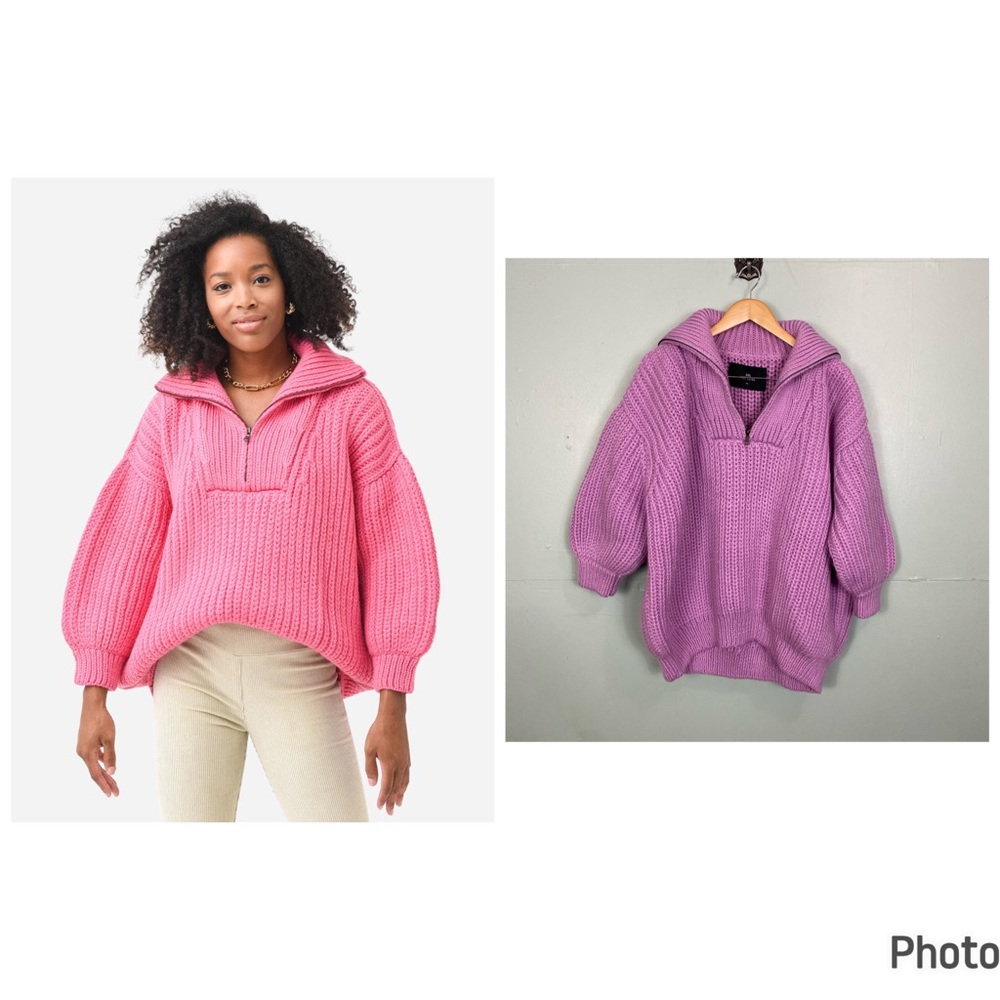 I Love Mr Mittens Venson‎ Fish High Neck Sweater Knit Chunky Small XS Purple